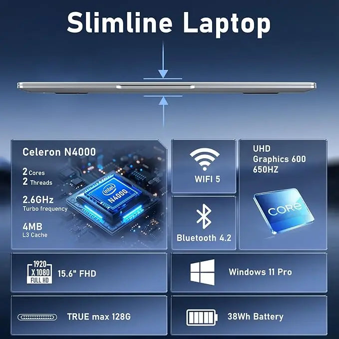 14-inch Laptop With N4000 Processor 12GB RAM 256GB SSD FHD Display 1366x768 WIFI5 BT4.2  Win 10 Laptop Light Laptop