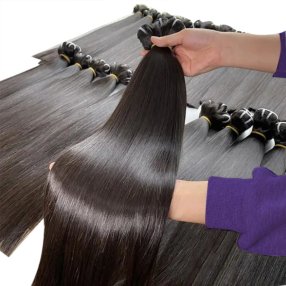 100% Human Hair Extensions Bone Straight Raw Bundles Cheap Wholesale Bulk Indian Hair 10-30 Inch Hair Bundles