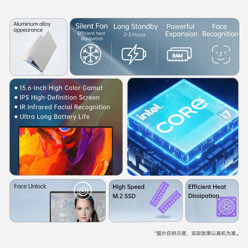 15.6inch Laptop Intel Core I7-1255U DDR4 Computer Windows11 OEM Face Recognition Business NoteBook