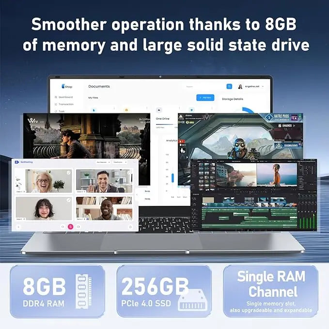 14-inch Laptop With N4000 Processor 12GB RAM 256GB SSD FHD Display 1366x768 WIFI5 BT4.2  Win 10 Laptop Light Laptop