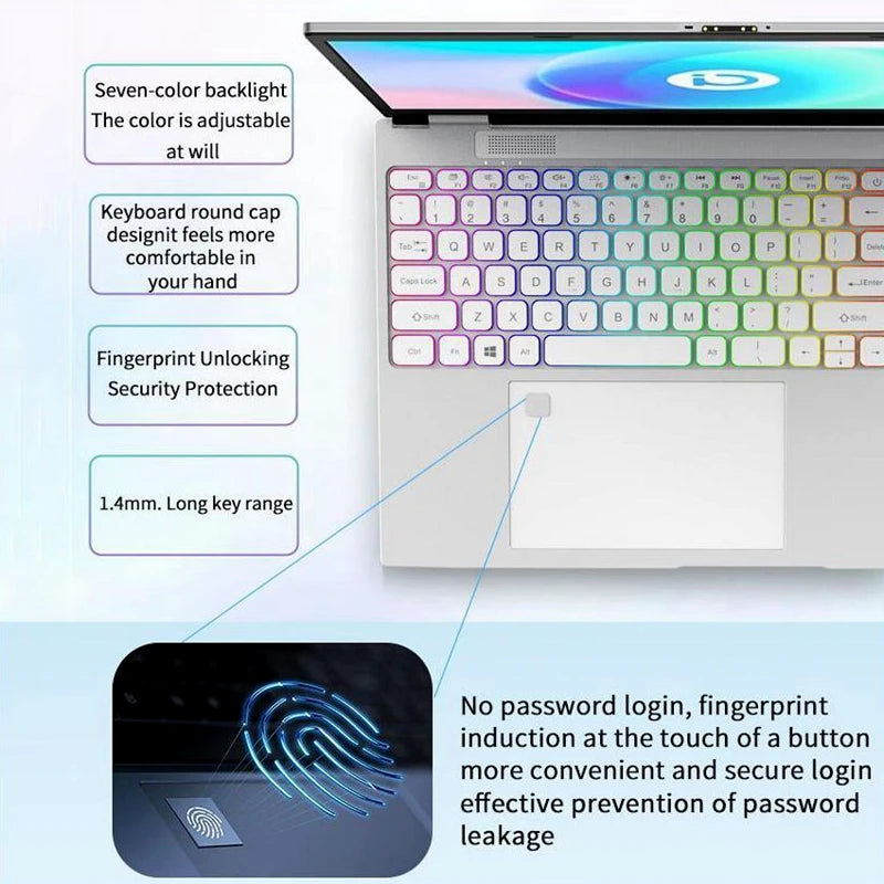 2026 New High Configuration Business Laptop 15.6" + 7" Touch Dual Screen 16GB 1TB SSD Intel Celeron Win 10/11