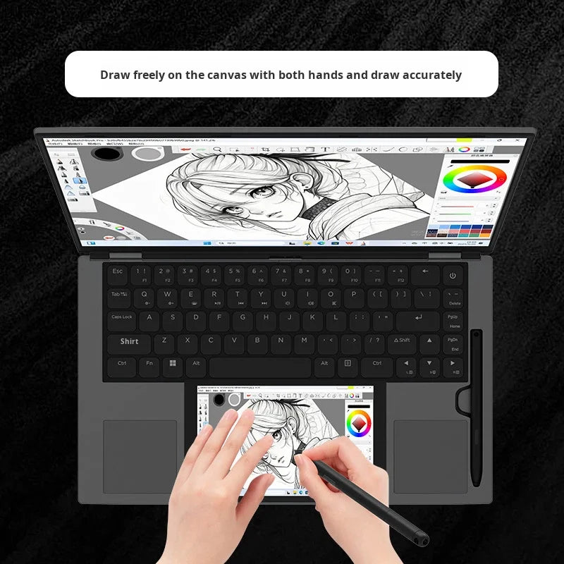 2025 New Dual-Screen Laptop Tablet Combo 15.6" +7" Artist Pro Drawing Tablet Windows 11 165Hz 16G+1TB SSD Intel English Business