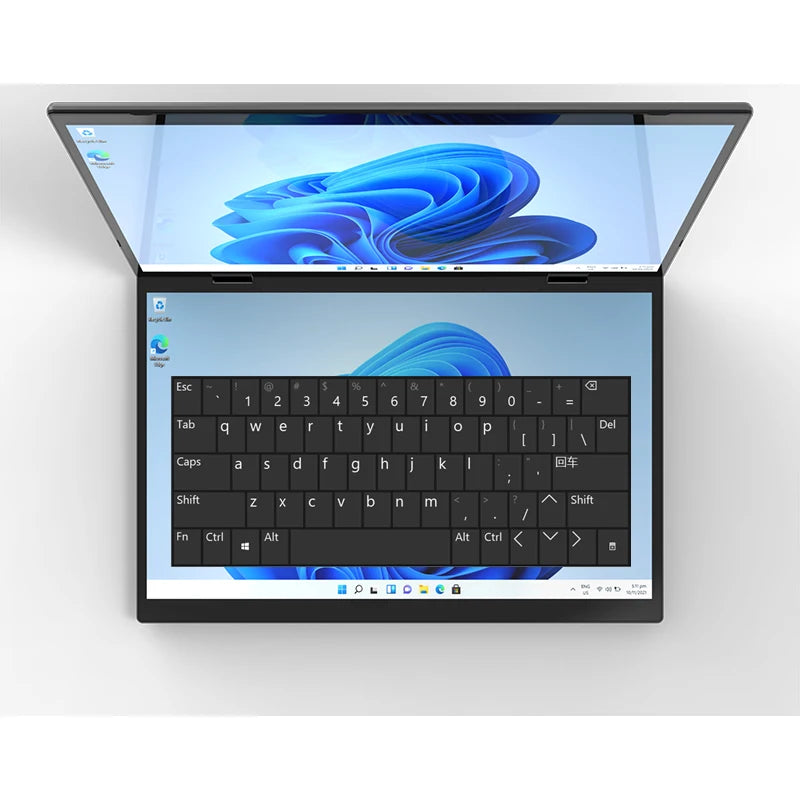 2025 New 14+14 Inch Yoga Dual Screen Touch Laptop 360° Rotatable Intel N95 16GB RAM 512GB SSD Win 11 Business Notebook PC
