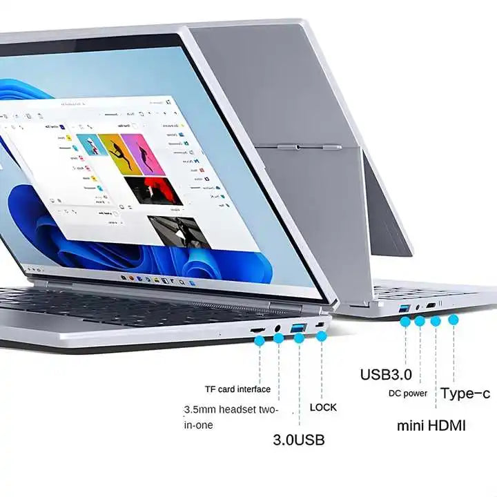 2025 Premium 14 Inch Yoga Laptop Intel N95 16GB RAM 1TB SSD Touch Screen 360°Rotating Win 11 Pro Business Notebook PC