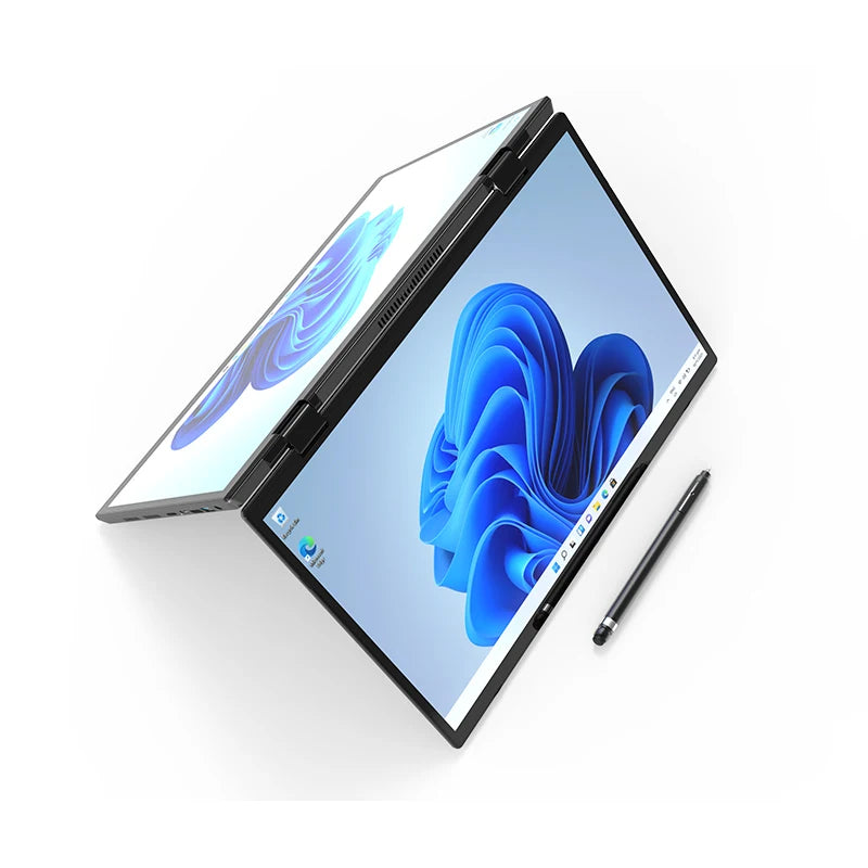 2025 New 14+14 Inch Yoga Dual Screen Touch Laptop 360° Rotatable Intel N95 16GB RAM 512GB SSD Win 11 Business Notebook PC