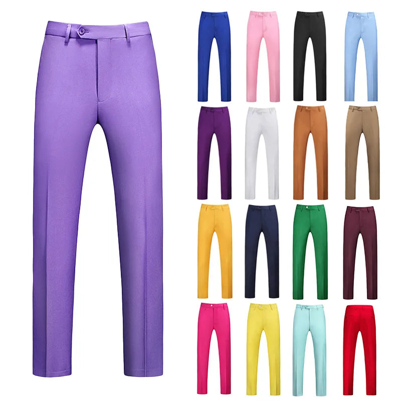 19 Colors Men Business Casual Suit Pants Formal Office Trousers Navy blue Purple Khaki Black Gray Classic Long Pants Plus Size