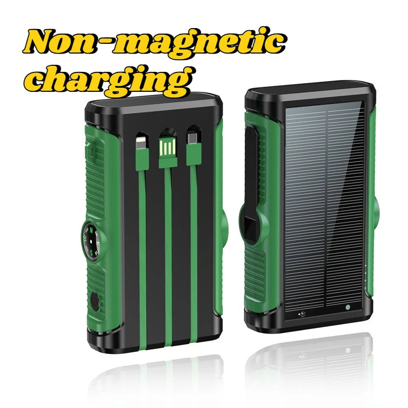2025 NEW Solar Power Bank 20000mAh 22.5W Magnetic Wireless Powerbank Hand Crank with Cable Portable Charger for Outdoor Camping