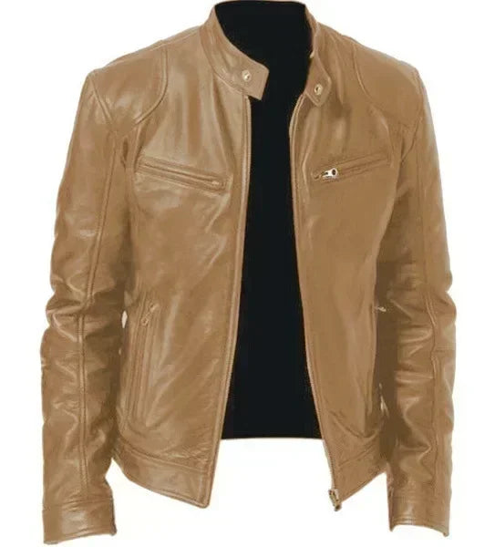 2025 Leather Motorcycle Jacket Men Stand Collar Casual Slim Short-Coat PU Jacket Autumn Winter Windproof Leather Coat Blazer Men