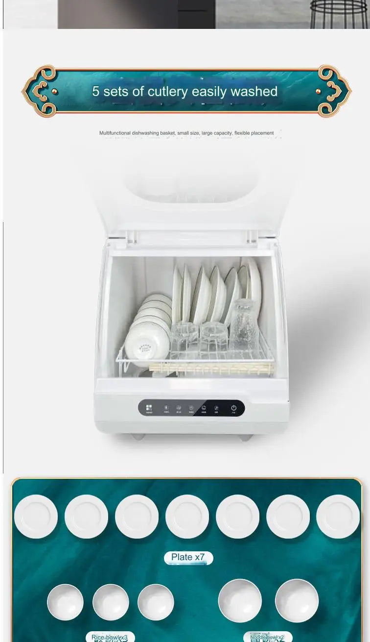 Household Portable Dishwashers Washing Machine Electric Heating Touch Control Small Table Top Automatic Countertop Dishwasher