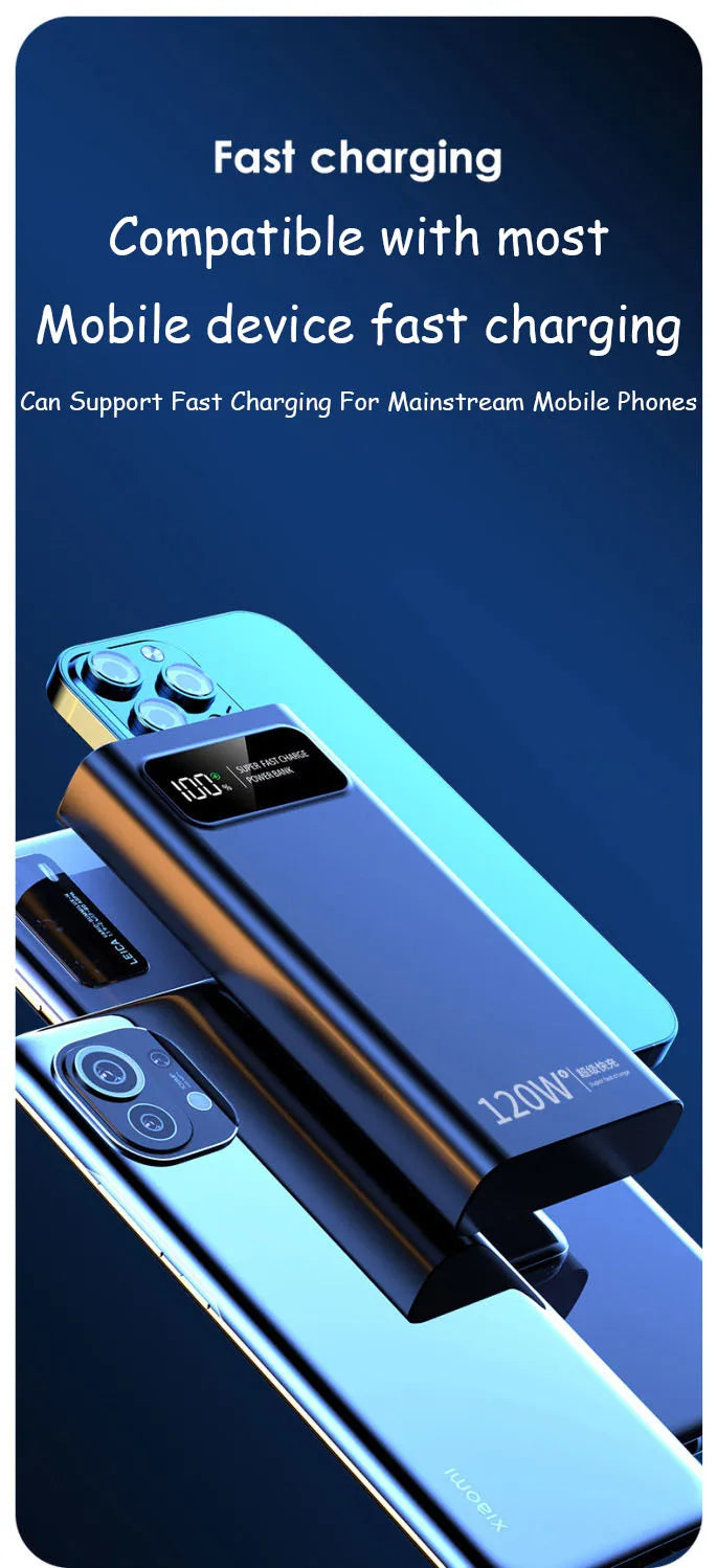 120W Power Bank 200000mAh Ultra Large Capacity intelligent Power Bank Super Charge Portable External Battery LED Display