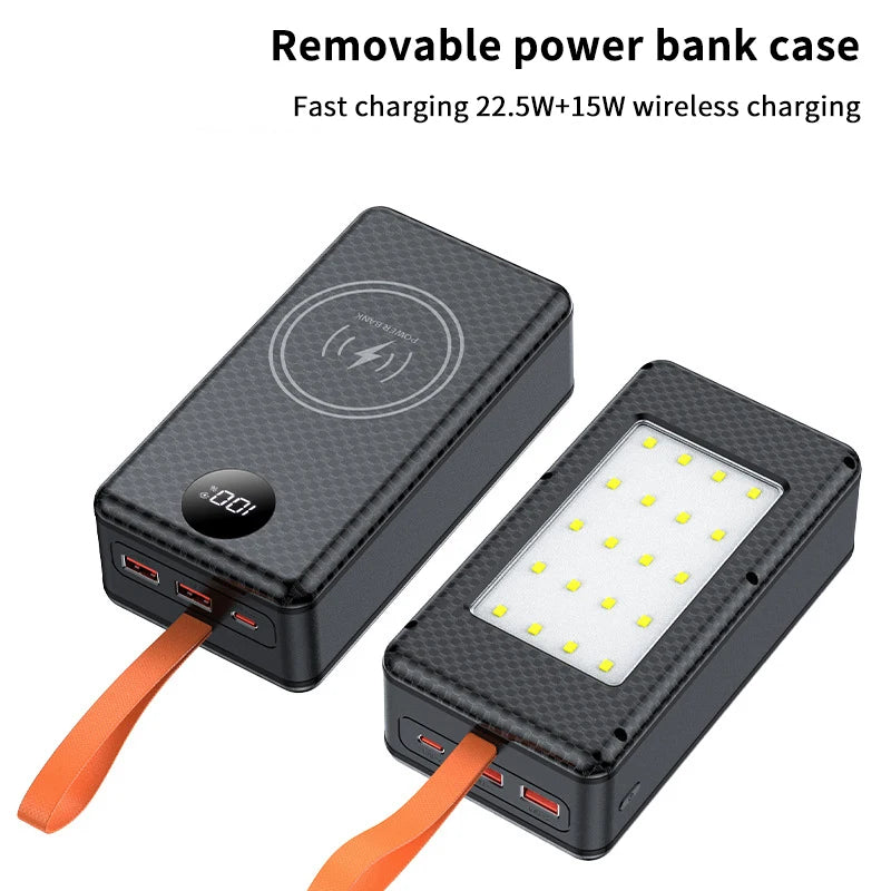 1Pc 12*21700 DIY Power Bank Case, 22.5W Fast Charge + 15W Wireless Charging, Dual USB/Type-C Output with LED Indicator Light