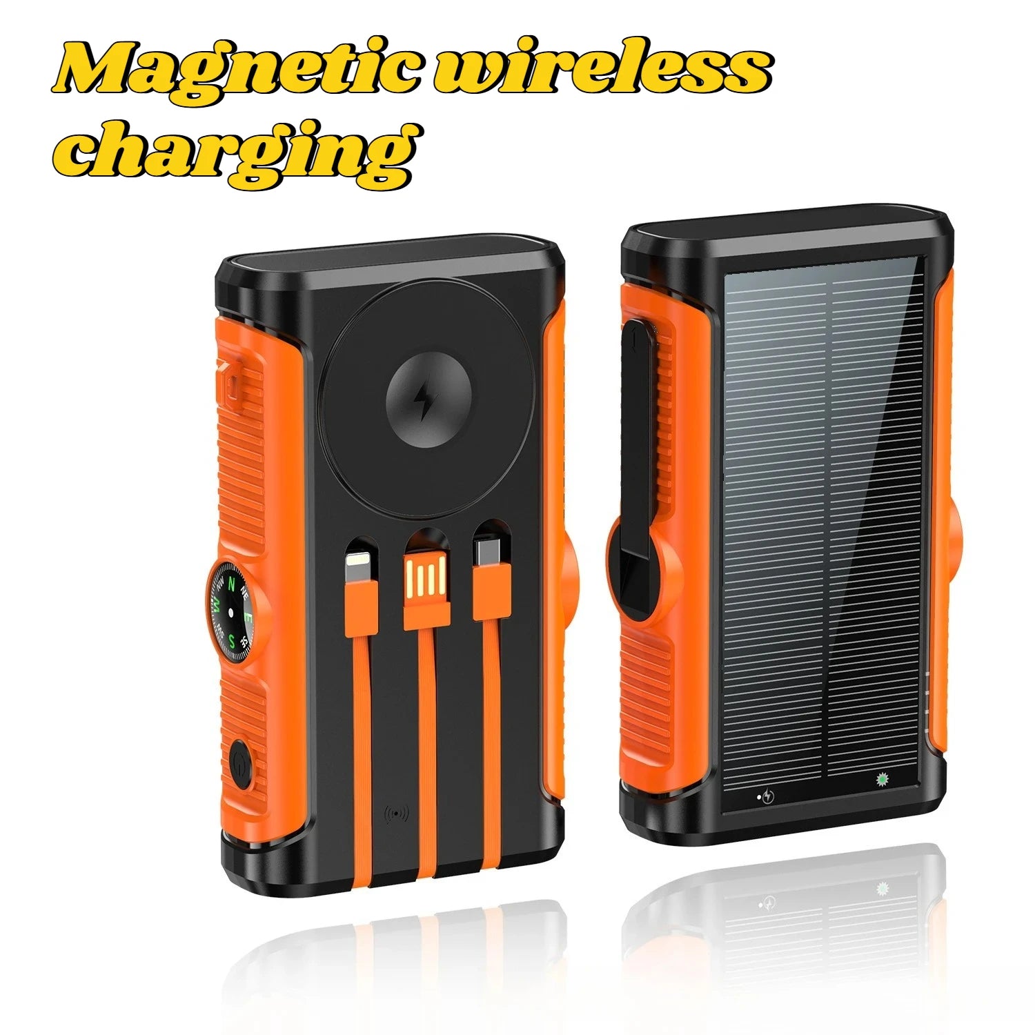 2025 NEW Solar Power Bank 20000mAh 22.5W Magnetic Wireless Powerbank Hand Crank with Cable Portable Charger for Outdoor Camping
