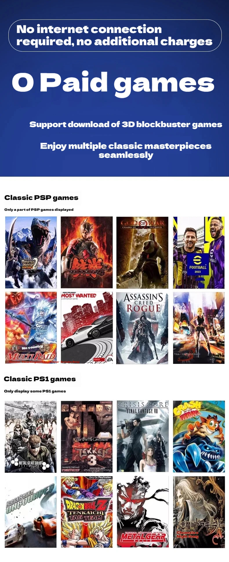 New PS5 7.0 Inch 64G Open Source System Dual Controller Handheld Game Console For PSP Street Fighter Competition