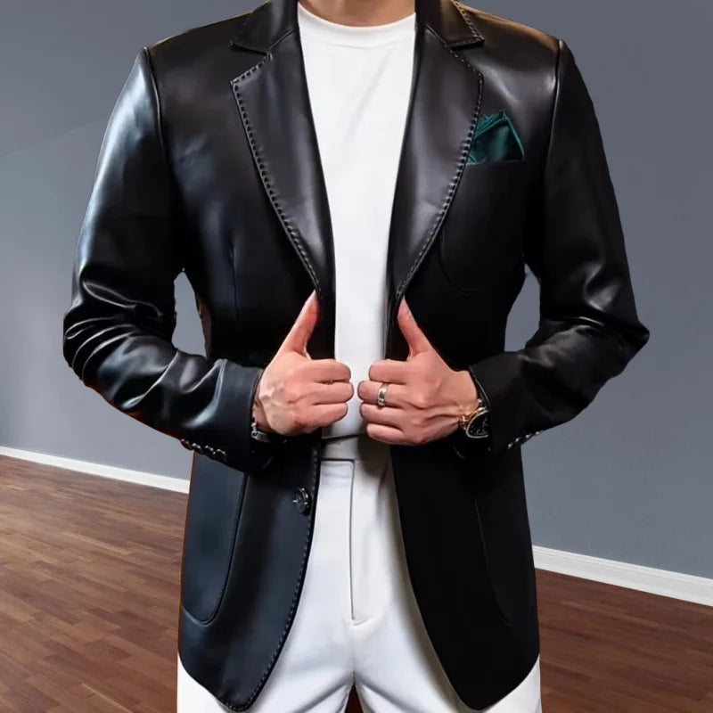 2026 New Men Leather Clothes Suits Slim Fit Casual Lapel Formal Wear Jackets Youth Handsome Leather Soft Leather Jacket