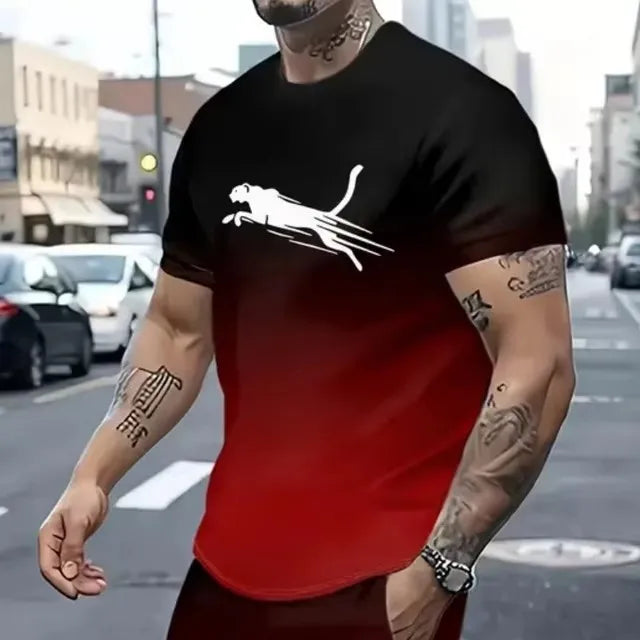 2025 Sweatshirt Street Fashion Short Sleeve T-shirt Loose Men's Digital Print