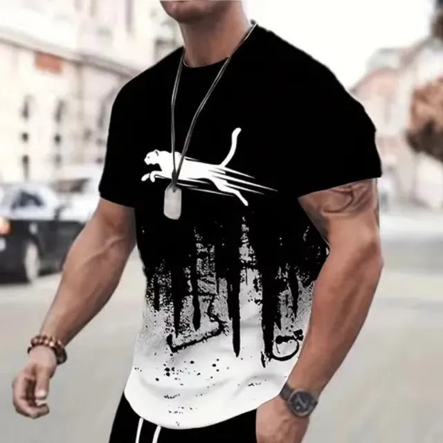 2025 Sweatshirt Street Fashion Short Sleeve T-shirt Loose Men's Digital Print
