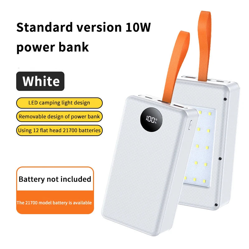 1Pc 12*21700 DIY Power Bank Case, 22.5W Fast Charge + 15W Wireless Charging, Dual USB/Type-C Output with LED Indicator Light