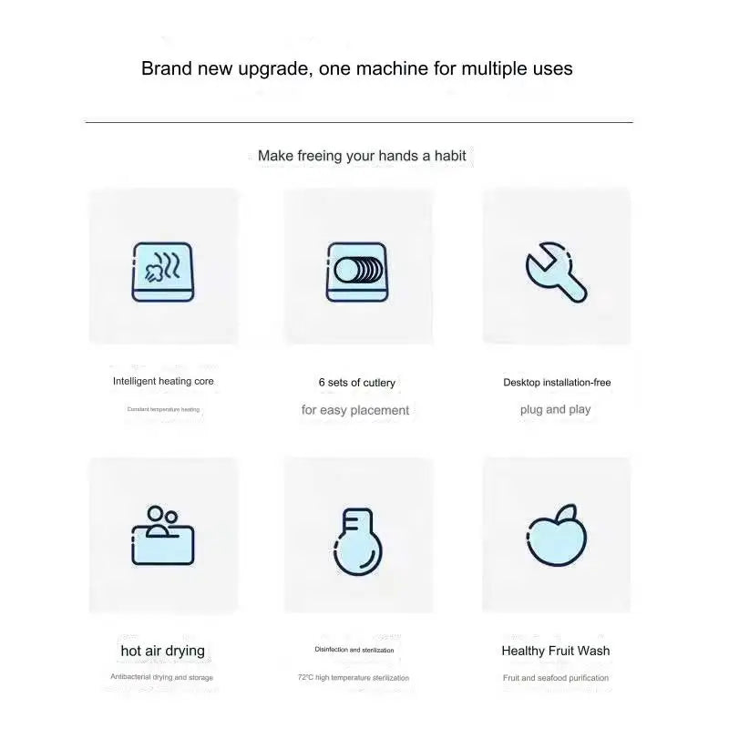 Household Portable Dishwashers Washing Machine Electric Heating Touch Control Small Table Top Automatic Countertop Dishwasher