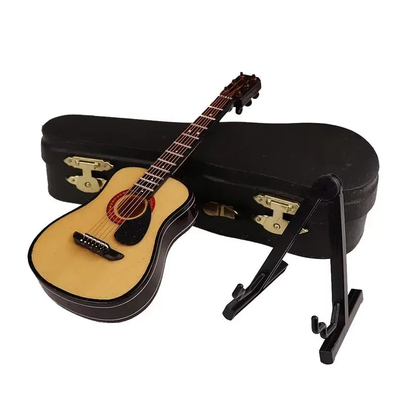 Wooden Musical Instruments Collection Decorative Ornaments Mini Classical Guitar With Support Miniature Model Decoration Gifts