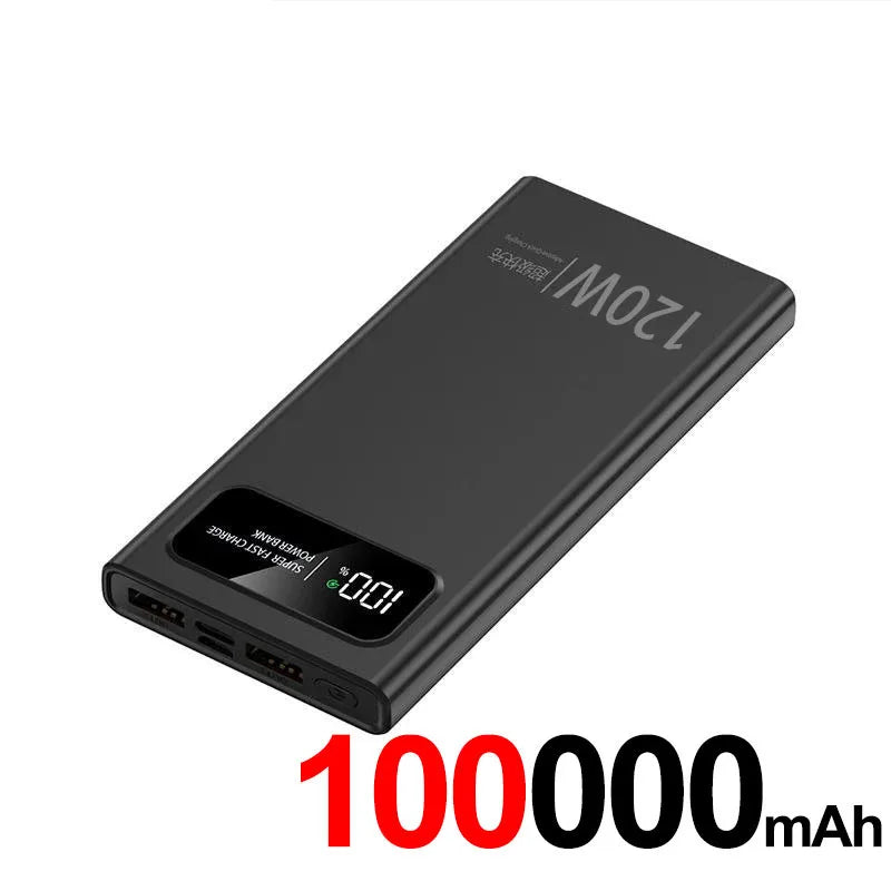 120W Power Bank 200000mAh Ultra Large Capacity intelligent Power Bank Super Charge Portable External Battery LED Display