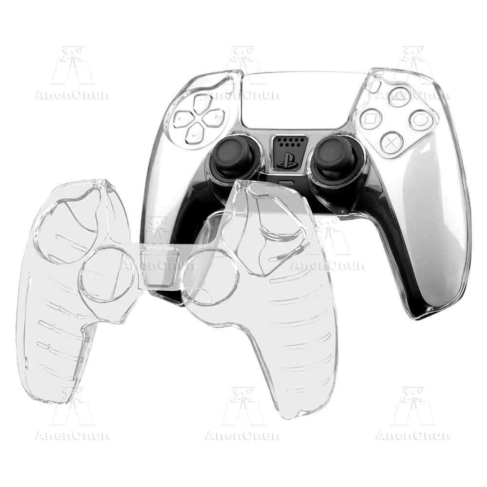 PS5 Controller Full Fit Protective Case Anti-Fall Anti-Scratch Anti-Slip Transparent Hard Shell Ultra Clear Gamepad Cover Skin