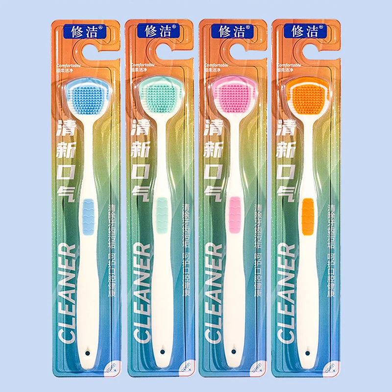 1/5PCS Tongue Scraper Oral Cleaner Brush Soft Silicone Cleaning Tongue Toothbrush Mouth Fresh Breath Scraping Hygiene Care Tools