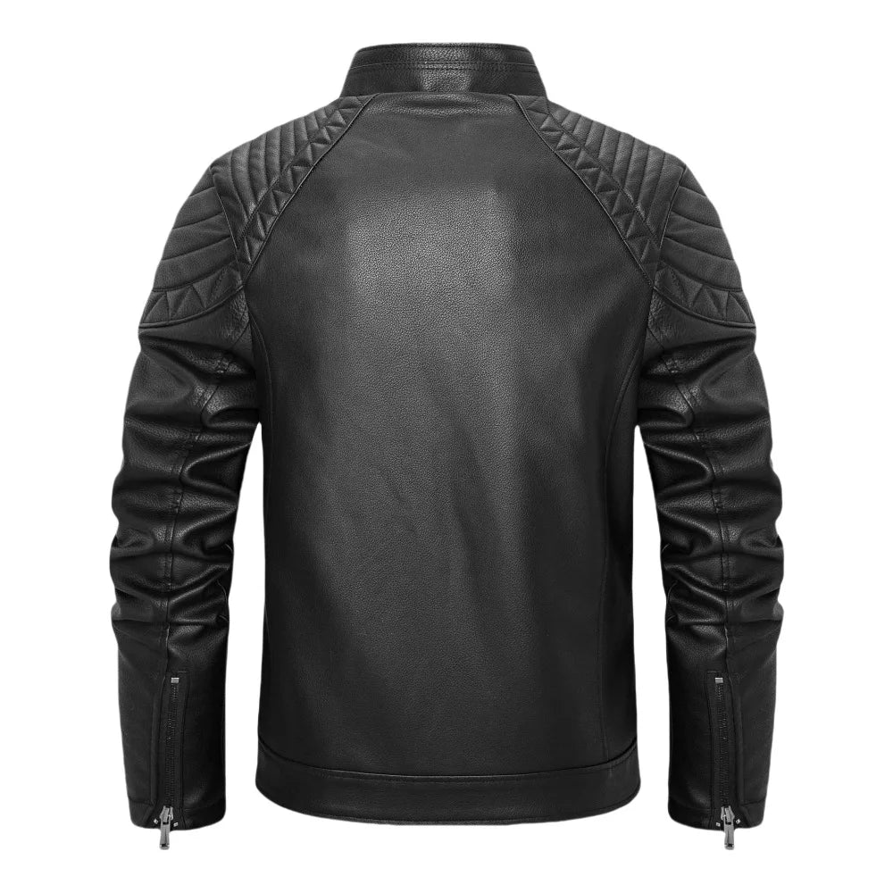 2025 Men's Padded PU Leather Jacket in European Size with Motorcycle-style Hood and Collar for Men's Clothing