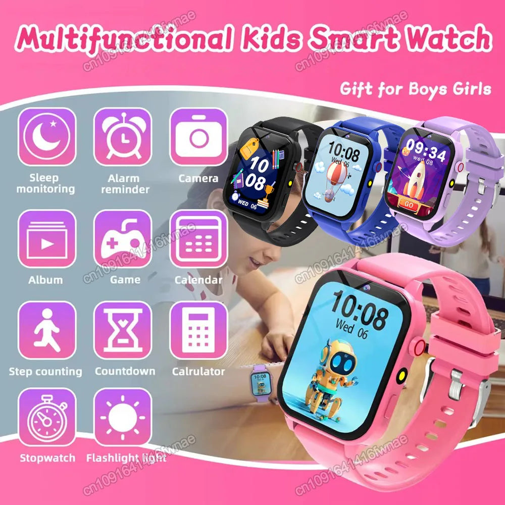 2025 New Smart Watch For Children HD Touch Screen Camera 18 Games Sleep Monitoring Alarm Clock Calculator Birthday Gift Boy Girl