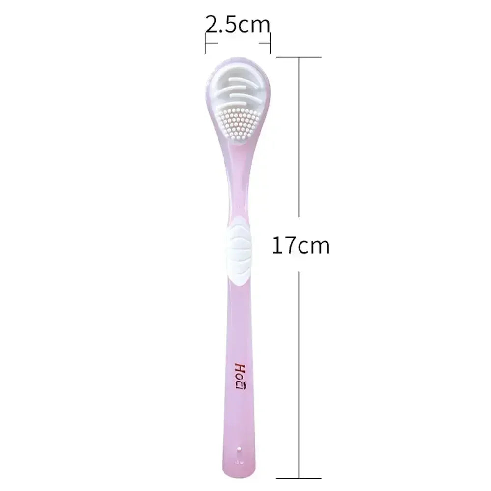 1pc Tongue Cleaning Dual Purpose Tongue Coating Brush Cleaner Silicone Scraper for Adult Deodorizing Tongue Scraper Oral Care