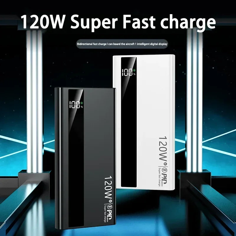 120W Power Bank 500000mAh High Capacity Super Fast Charging Power Bank Portable External Battery Charger For iPhone17 16 Huawei