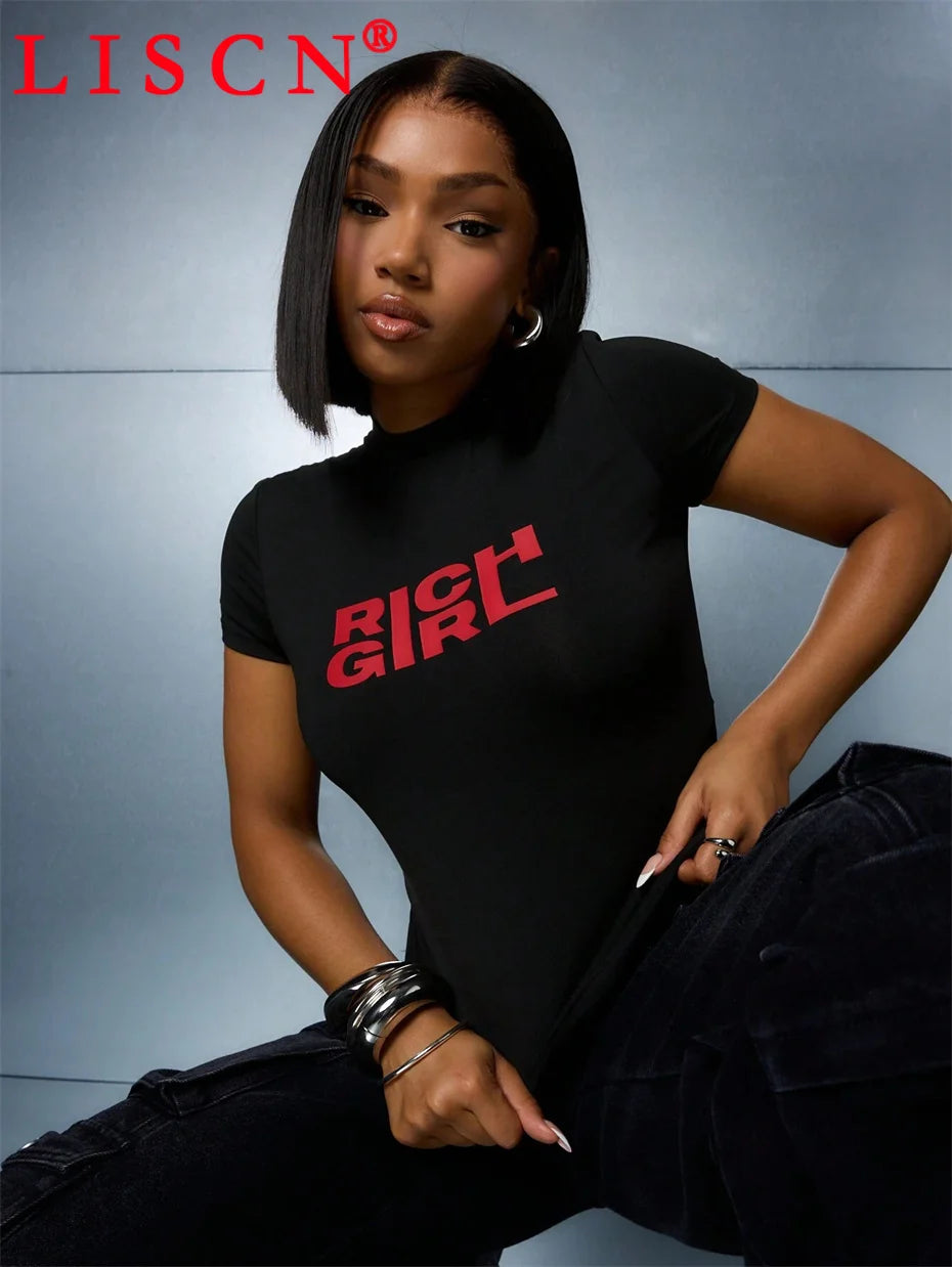 10 Bulk Items Wholesale Lots Tops T-shirt Women Summer 2025 Sexy Shirt Letter Printing Short Sleeve Crop Top Y2k Tees K14832