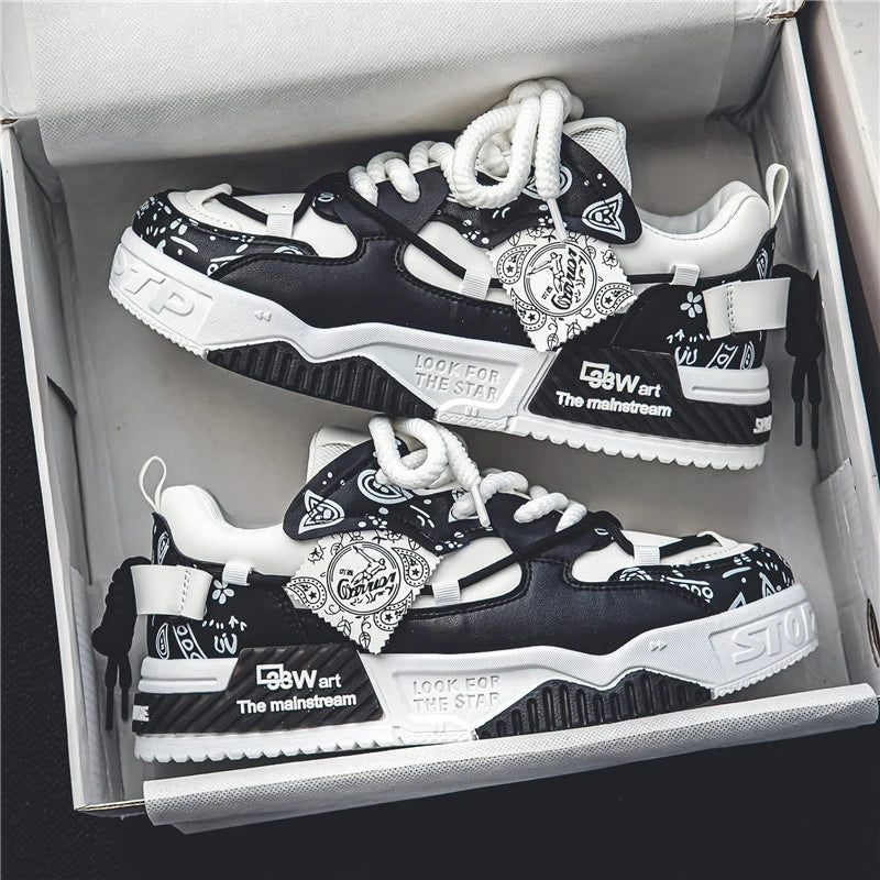 1 Pair of Men's Casual Sneakers, Stylish and Comfortable, Suitable for All Seasons, Geometric Design, Ideal for Outdoor Walking,