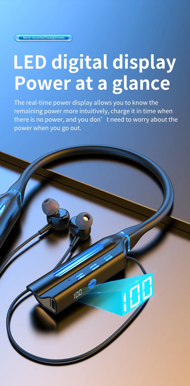 10000mAh 10000Hours Playback Wireless Bluetooth Earphones Magnetic Sports Running Headset Neckband Sport Earbuds Noise Reduction