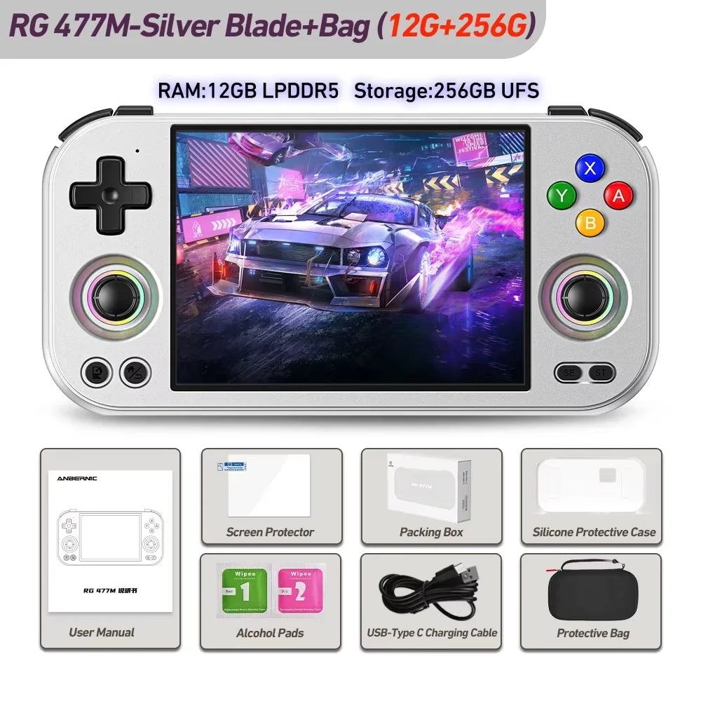 ANBERNIC RG 477M Retro Handheld Game Console 4.7-inch LTPS 64 Bit Game Player Dimensity 8300 Online Multiplayer Streaming RG477M