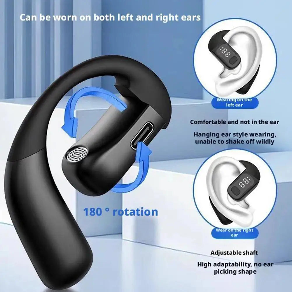 1Set Left Right Ear Rotatable Wireless Running Single Ear Hanging Type Universal Ultra Long Endurance Bluetooth Earphones