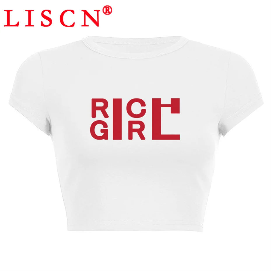 10 Bulk Items Wholesale Lots Tops T-shirt Women Summer 2025 Sexy Shirt Letter Printing Short Sleeve Crop Top Y2k Tees K14832