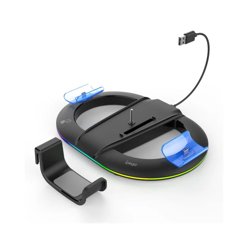 PS5pro, PS5slim Game console Optical drive digital upright stand base with lights P5 dual controller seat charger headset mount