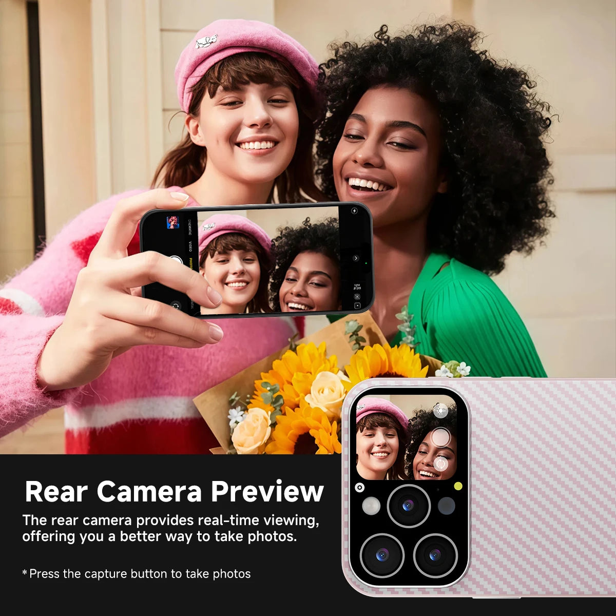 2026 Smart Phone Case 1.83''Screen Window Custom Photo/Video Wallpaper Selfies Camera Magnetic Charge for iPhone 13/14/15/16PM