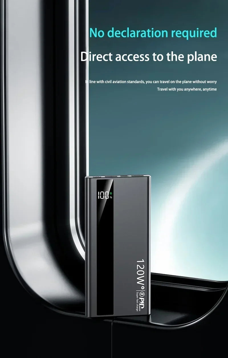 120W Power Bank 500000mAh High Capacity Super Fast Charging Power Bank Portable External Battery Charger For iPhone17 16 Huawei