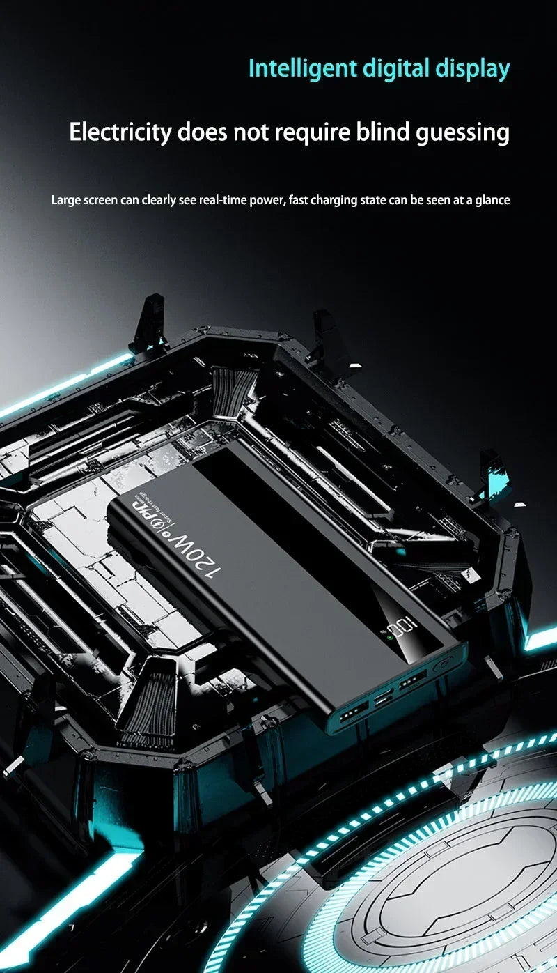 120W Power Bank 500000mAh High Capacity Super Fast Charging Power Bank Portable External Battery Charger For iPhone17 16 Huawei