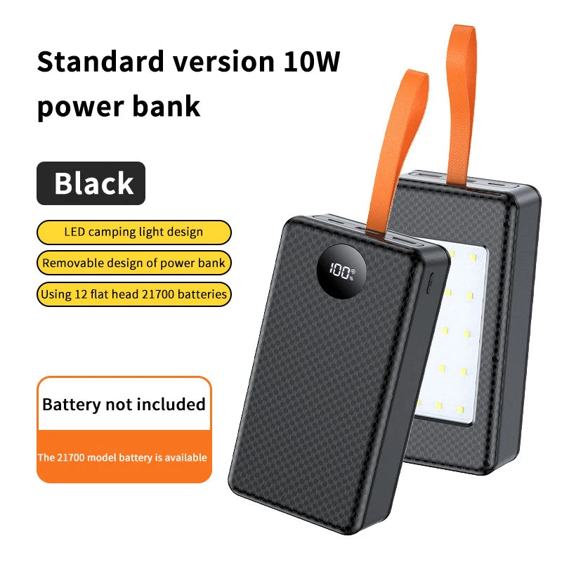1Pc 12*21700 DIY Power Bank Case, 22.5W Fast Charge + 15W Wireless Charging, Dual USB/Type-C Output with LED Indicator Light