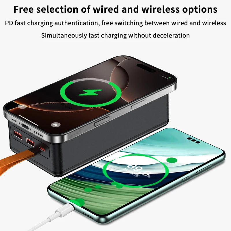 1Pc 12*21700 DIY Power Bank Case, 22.5W Fast Charge + 15W Wireless Charging, Dual USB/Type-C Output with LED Indicator Light