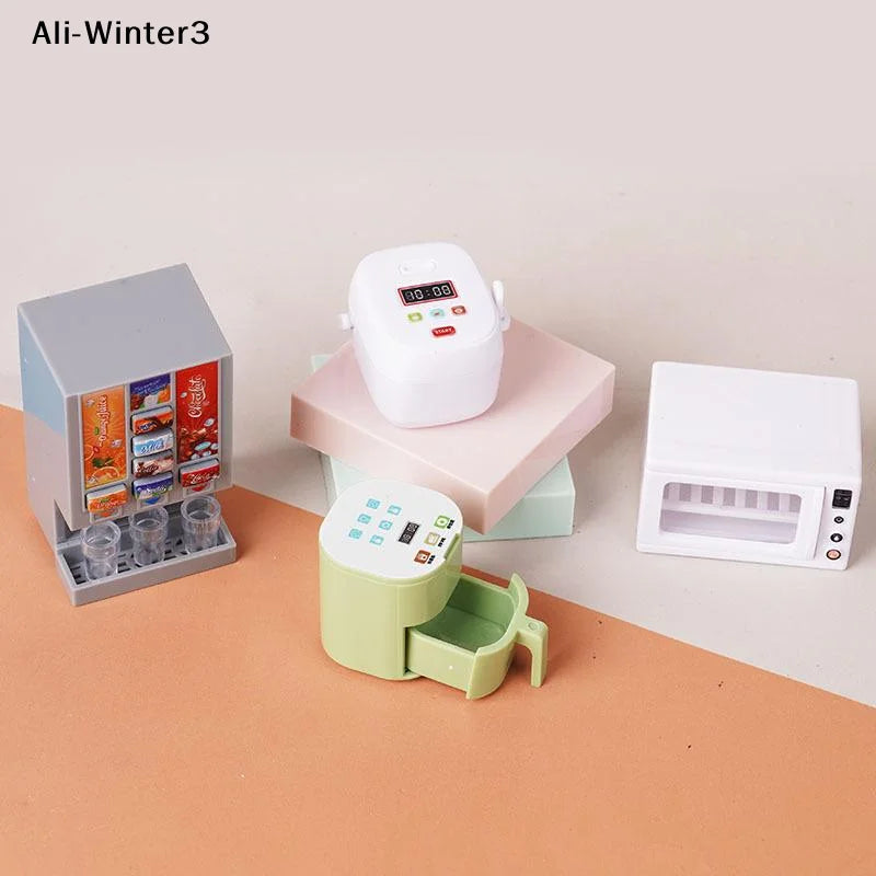 1/12 Dollhouse Simulation Miniature Kitchen Appliances Model Dollhouse Air Fryer Beverage Machine Oven Rice Cooker Ornaments