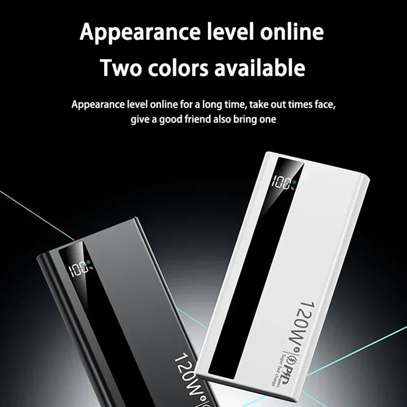 120W Power Bank 500000mAh High Capacity Super Fast Charging Power Bank Portable External Battery Charger For iPhone17 16 Huawei