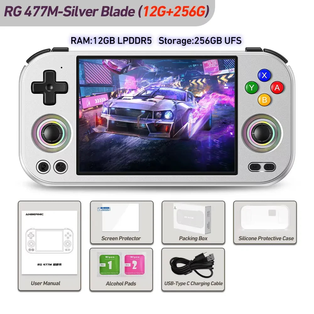 ANBERNIC RG 477M Retro Handheld Game Console 4.7-inch LTPS 64 Bit Game Player Dimensity 8300 Online Multiplayer Streaming RG477M