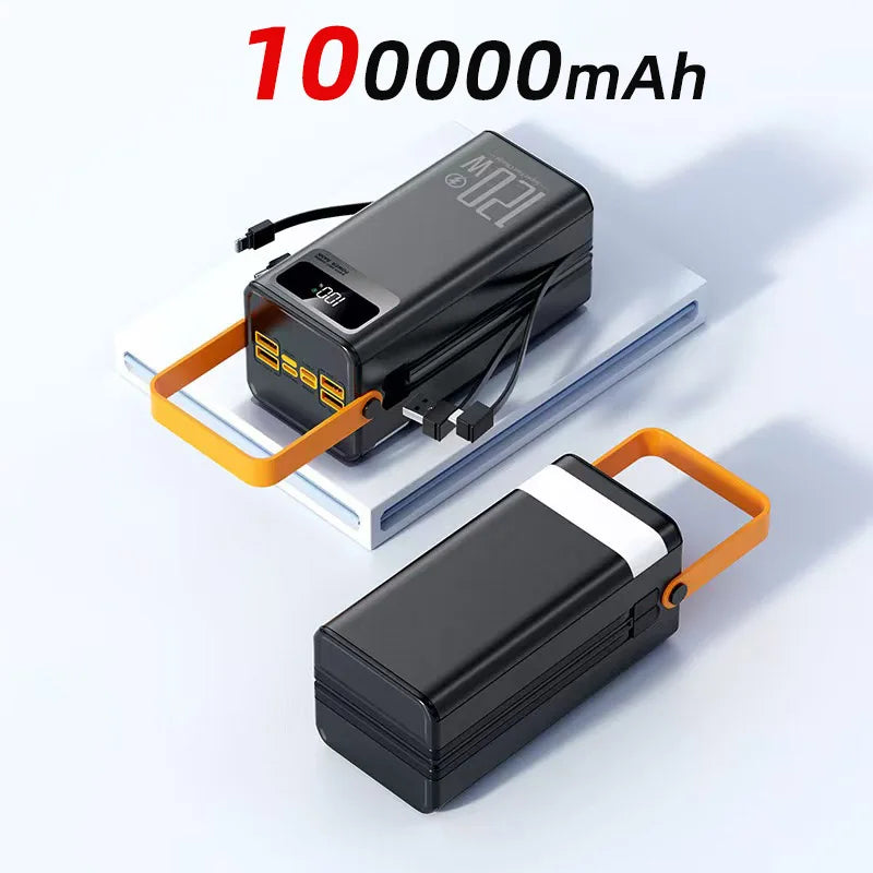 120W 100000mAh Fast Charging Power Bank Large Capacity Outdoor Mobile Power Supply Supports 7 Devices to Charge At The Same Time