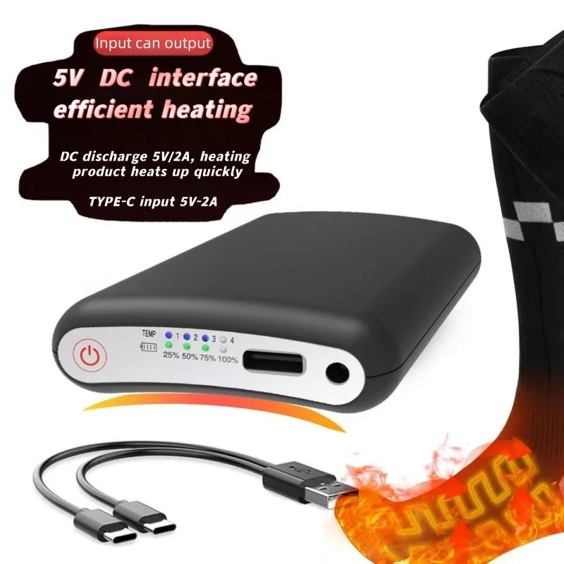 100% New 5V 5000mAh Battery App Remote Control Lipo Battery Packs Winter Socks Warm Gloves Kneepad Rechargeable Power Bank
