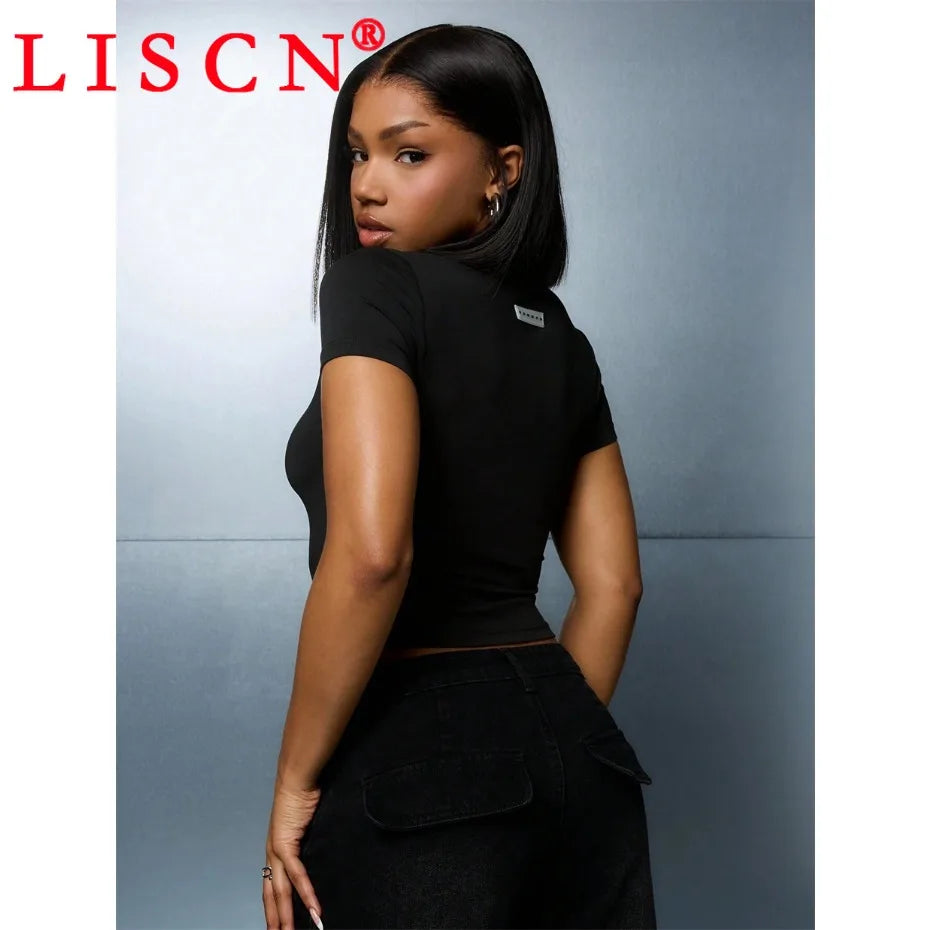 10 Bulk Items Wholesale Lots Tops T-shirt Women Summer 2025 Sexy Shirt Letter Printing Short Sleeve Crop Top Y2k Tees K14832