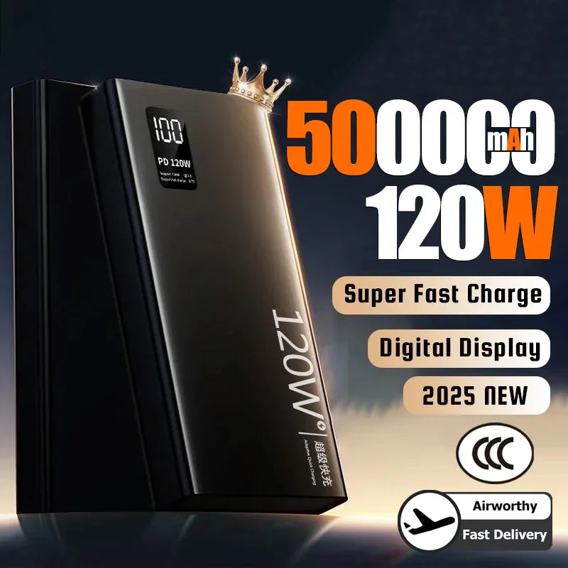200000mAh Large-capacity Super-fast Charging Power Bank With Digital Display Portable Mobile Power Supply for All Phones