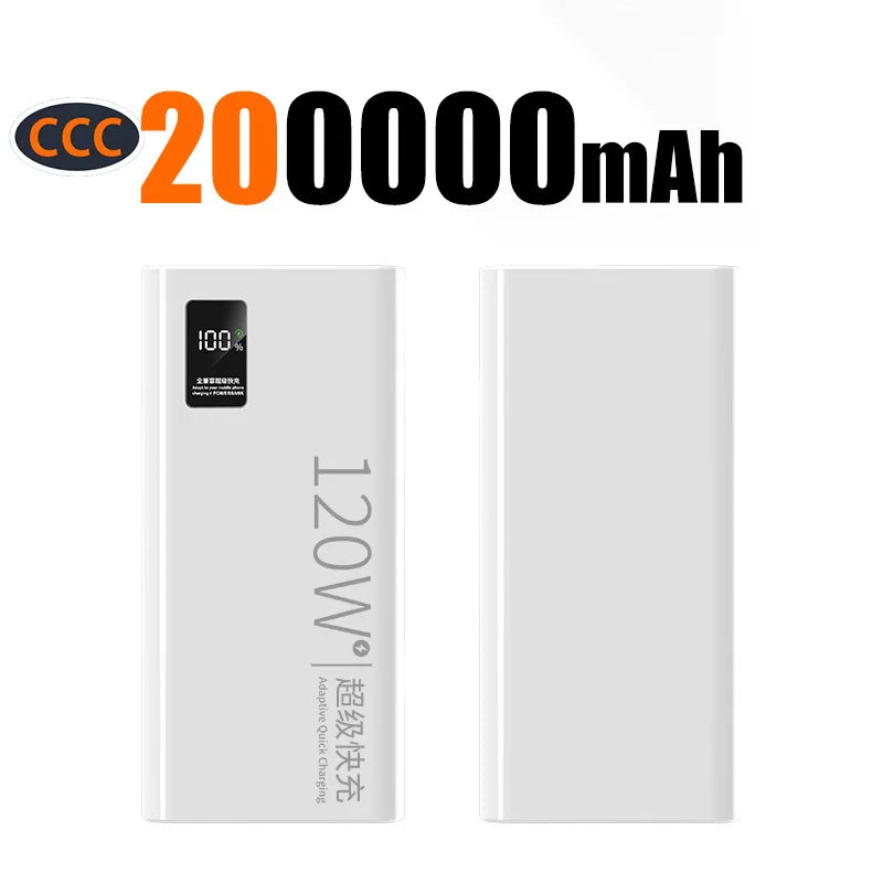 200000mAh Large-capacity Super-fast Charging Power Bank With Digital Display Portable Mobile Power Supply for All Phones